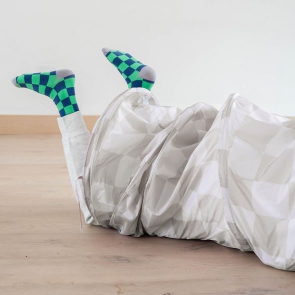 3 SPROUTS DĚTSKÝ TUNEL RECYCLED CHECKERBOARD BEIGE - HRACÍ DOMEČKY - SPINKÁNÍ