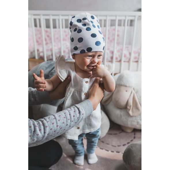 ENIE BABY DĚTSKÁ ČEPICE 6-9M BLUE CIRCLE - ČEPIČKY A KLOBOUČKY - PRO DĚTI