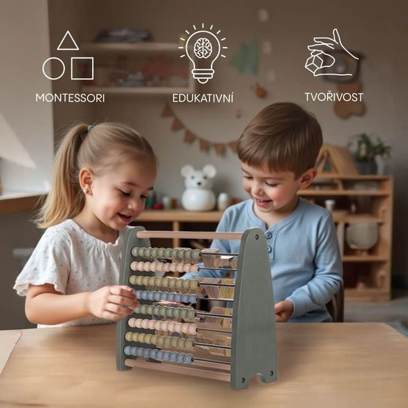 ZOPA DŘEVĚNÉ OBOUSTRANNÉ POČÍTADLO - MOTORICKÉ A HUDEBNÍ - PRO DĚTI