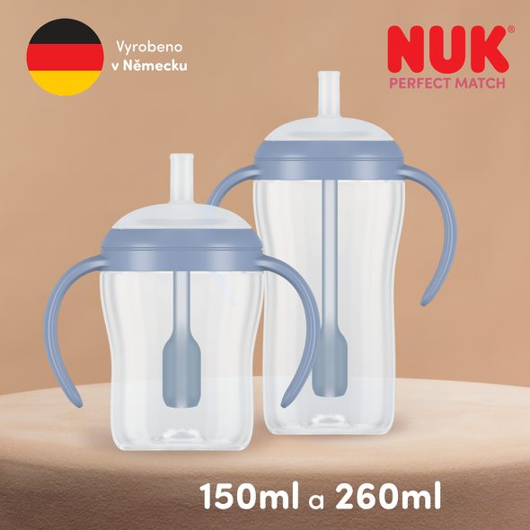 NUK PERFECT MATCH LAHVIČKA NA UČENÍ S BRČKEM PENGUIN 260 ML - KOJENECKÉ LAHVE - KRMENÍ
