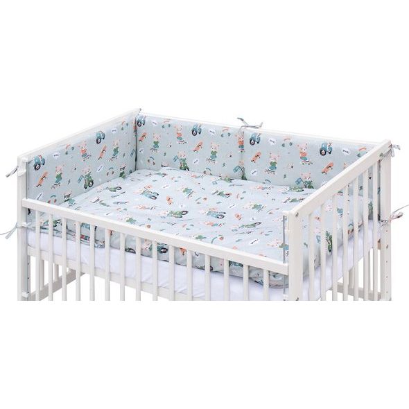 SCARLETT DĚTSKÁ POSTÝLKA S KOMPLETNÍ VÝBAVOU SCARLETT PEKO 120 X 60 CM - TYRKYSOVÁ - DŘEVĚNÉ POSTÝLKY - SPINKÁNÍ