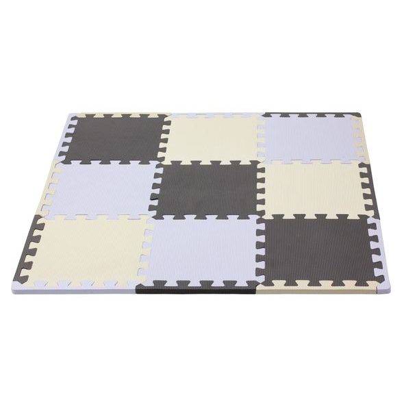 RIALTO BABY HRACÍ PODLOŽKA PUZZLE S OKRAJEM GREY BEIGE 92X92 CM - HRACÍ PODLOŽKY NA ZEM - SPINKÁNÍ