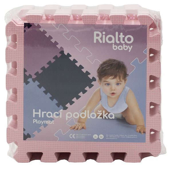 RIALTO BABY HRACÍ PODLOŽKA PUZZLE LIGHT PINK 90X90 CM - HRACÍ PODLOŽKY NA ZEM - SPINKÁNÍ