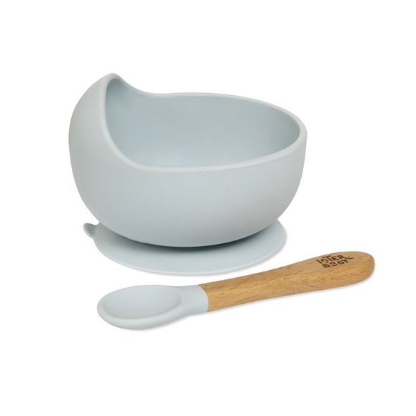 INTERBABY MISKA SILIKONOVÁ + LŽIČKA SILIKONOVÁ - MODRÁ - MISKY, TALÍŘKY A PODLOŽKY - KRMENÍ