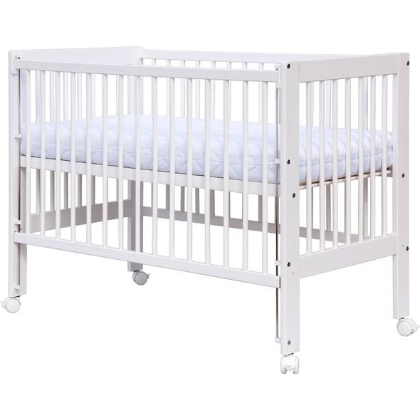 SCARLETT DĚTSKÁ POSTÝLKA SCARLETT KAMILA - BÍLÁ (BOROVICE) - STAHOVACÍ + VÁLENDOVÁ BOČNICE - 120 X 60 CM - DŘEVĚNÉ POSTÝLKY - SPINKÁNÍ