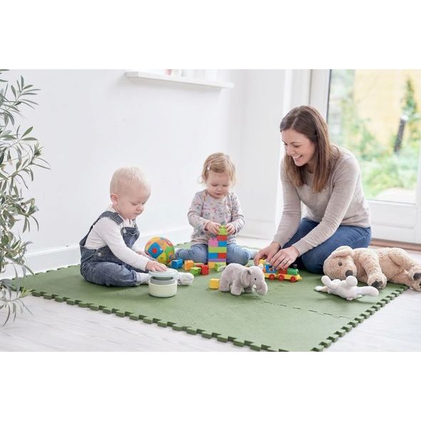 BABY DAN HRACÍ PODLOŽKA PUZZLE SOFT GREEN 90X90 CM - HRACÍ PODLOŽKY NA ZEM - SPINKÁNÍ