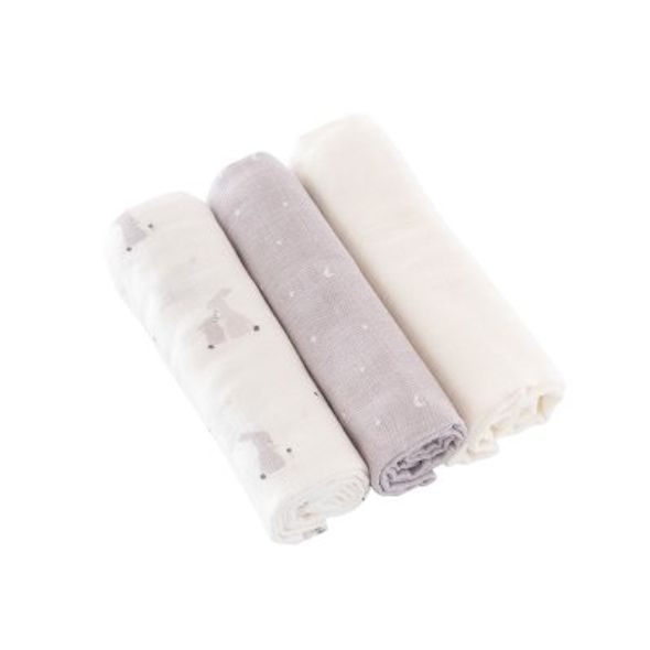 TRÄUMELAND LÁTKOVÉ PLENY 3KS 80 X 80 CM HOPHOP BUNNY GRAU - LÁTKOVÉ PLENY ALL IN ONE - PŘEBALOVÁNÍ