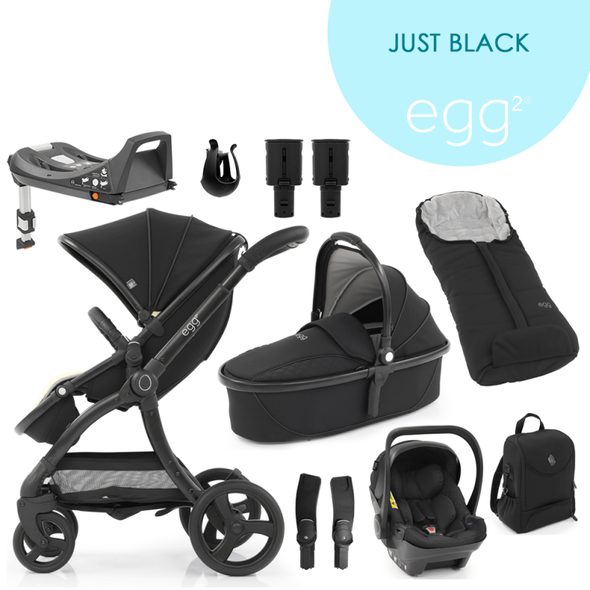 EGG2 SET 9V1 JUST BLACK 2021 - KOMBINACE S PŘÍSLUŠENSTVÍM - KOČÁRKY A PŘÍSLUŠENSTVÍ