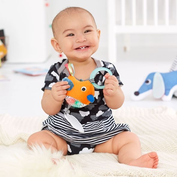 SKIP HOP HRAČKA NA C KROUŽKU TECHNICOLOR - PTÁČEK 0M+ - HRAČKY K ZAVĚŠENÍ - PRO DĚTI