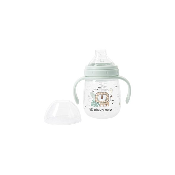 KIKKABOO HRNEK SE SILIKONOVÝM PÍTKEM 240ML 6M+ SAVANNA MINT - DĚTSKÉ HRNEČKY - KRMENÍ