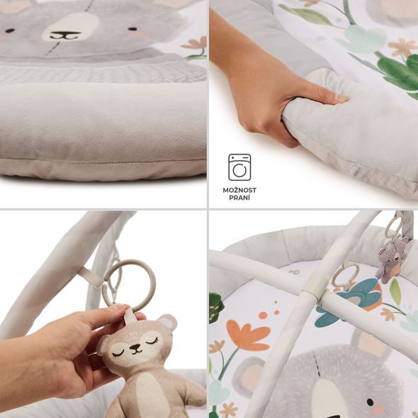 KINDERKRAFT DEKA HRACÍ S HRAZDIČKOU COZYPLAY LIGHT GREY - HRACÍ PODLOŽKY NA ZEM - SPINKÁNÍ