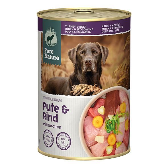 PURE NATURE DOG ADULT KONZERVA KRŮTÍ A HOVĚZÍ 400G - KONZERVY PRO PSY - CHOVATELSKÉ POTŘEBY MALVÍKZOO