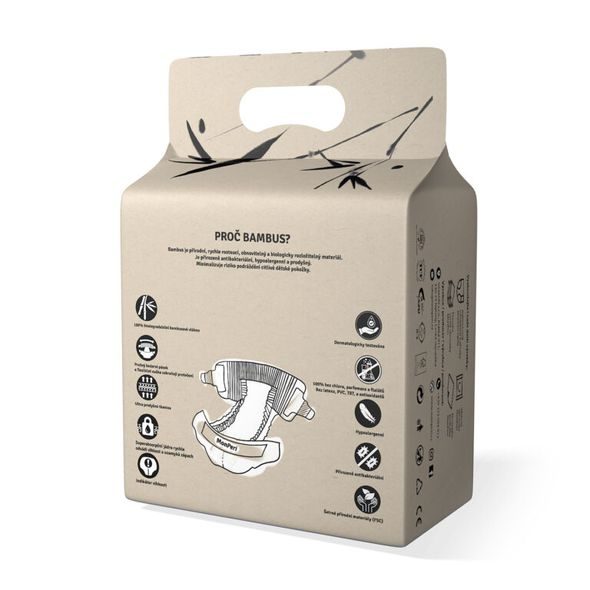 MONPERI BAMBOO M 5-9 KG- 21KS EKO DĚTSKÉ BAMBUSOVÉ JEDNORÁZOVÉ PLENKY (VELIKOST 3) - JEDNORÁZOVÉ PLENY - PŘEBALOVÁNÍ