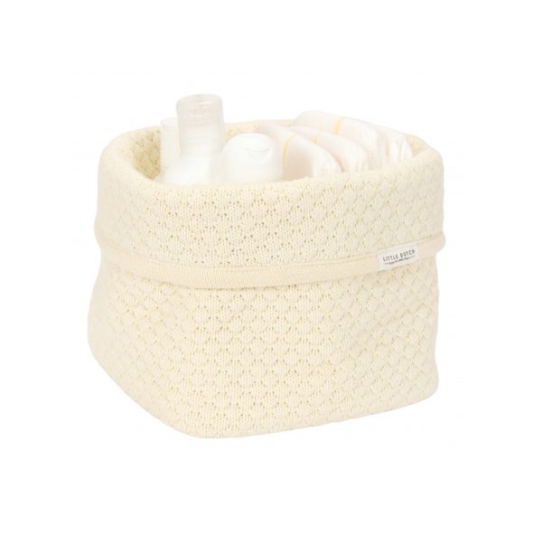 LITTLE DUTCH KOŠÍK PLETENÝ MALÝ PURE SOFT WHITE - ORGANIZÉRY NA PŘEBALOVACÍ PULT - PŘEBALOVÁNÍ