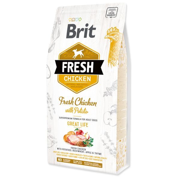 BRIT FRESH CHICKEN WITH POTATO ADULT GREAT LIFE 2,5KG - GRANULE PRO PSY - CHOVATELSKÉ POTŘEBY MALVÍKZOO