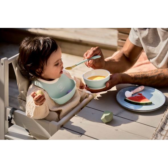 BABYBJORN BABYBJORN SET NA KRMENÍ 3 DÍLNÝ,MALÝ BRYNDÁK, MISKA A LŽIČKA, PUDROVĚ ZELENÝ - VÝHODNÉ SADY - KRMENÍ