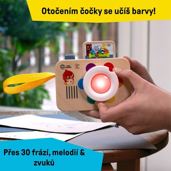 BABY EINSTEIN HRAČKA INTERAKTIVNÍ SE ZVUKEM FOTOAPARÁT HAPE 6M+ - MOTORICKÉ A HUDEBNÍ - PRO DĚTI