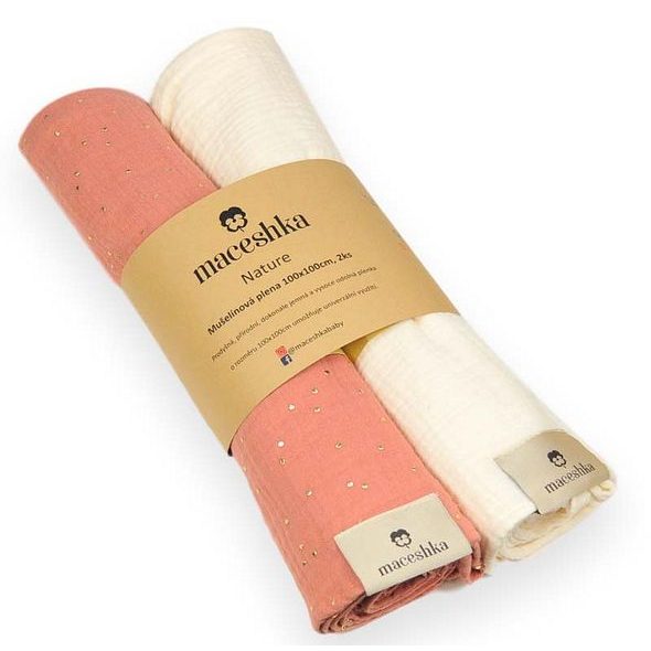 MACESHKA MUŠELÍNOVÁ PLENA NATURE 2KS - ZAVINOVACÍ PLENY / OSUŠKY VELKÉ - PŘEBALOVÁNÍ