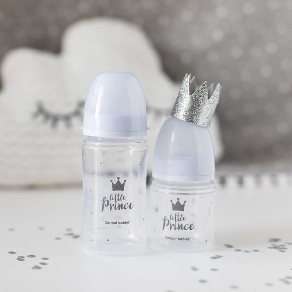 CANPOL BABIES LAHEV SE ŠIROKÝM HRDLEM ROYAL BABY 240ML MODRÁ - KOJENECKÉ LAHVE - KRMENÍ