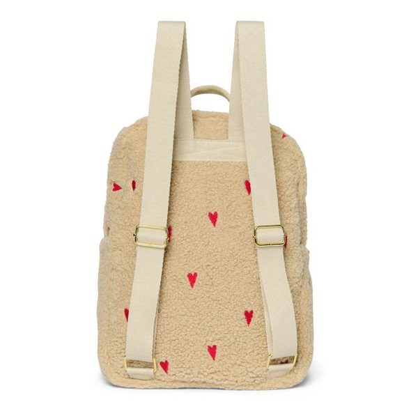 STUDIO NOOS TEDDY MIDI BATŮŽEK S PŘEDNÍ KAPSOU ECRU HEARTS - BATOHY A TAŠKY - PRO DĚTI