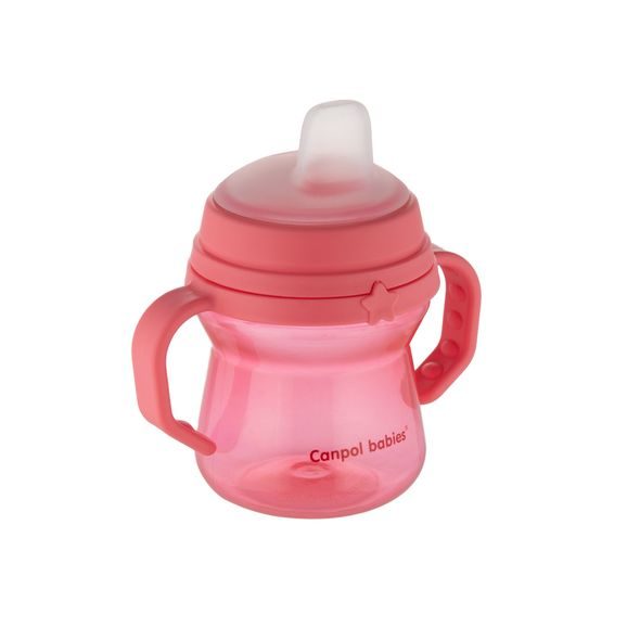 CANPOL BABIES HRNEČEK SE SILIKONOVÝM PÍTKEM FIRSTCUP 150ML RŮŽOVÝ - DĚTSKÉ HRNEČKY - KRMENÍ