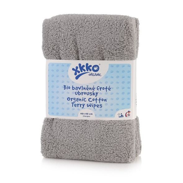 KIKKO ORGANIC BIO BAVLNĚNÉ FROTÉ UBROUSKY ORGANIC 40X40 GREY - LÁTKOVÉ UBROUSKY - PŘEBALOVÁNÍ