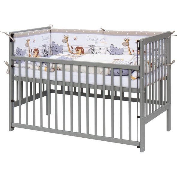 SCARLETT DĚTSKÁ POSTÝLKA S KOMPLETNÍ VÝBAVOU SCARLETT ZOO - 120 X 60 CM - BÉŽOVÁ - DŘEVĚNÉ POSTÝLKY - SPINKÁNÍ