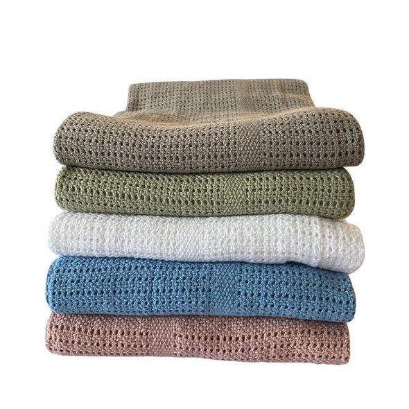 BABYDAN DĚTSKÁ HÁČKOVANÁ BAVLNĚNÁ DEKA DUSTY GREEN 75X100CM - DĚTSKÉ DEKY PRO MIMINKA - SPINKÁNÍ