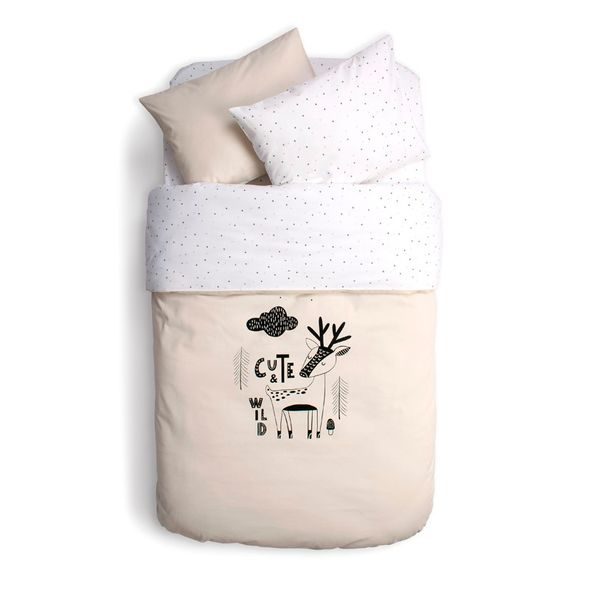 FUNNABABY POVLEČENÍ CUTE & WILD BEIGE 100 X 135 CM/60 X 40 CM - POVLEČENÍ DO POSTÝLKY - SPINKÁNÍ