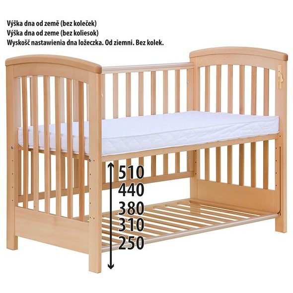 SCARLETT DĚTSKÁ POSTÝLKA K POSTELI RODIČŮ SCARLETT LAURA - PŘÍRODNÍ (BUK) - 120 X 60 CM - DŘEVĚNÉ POSTÝLKY - SPINKÁNÍ