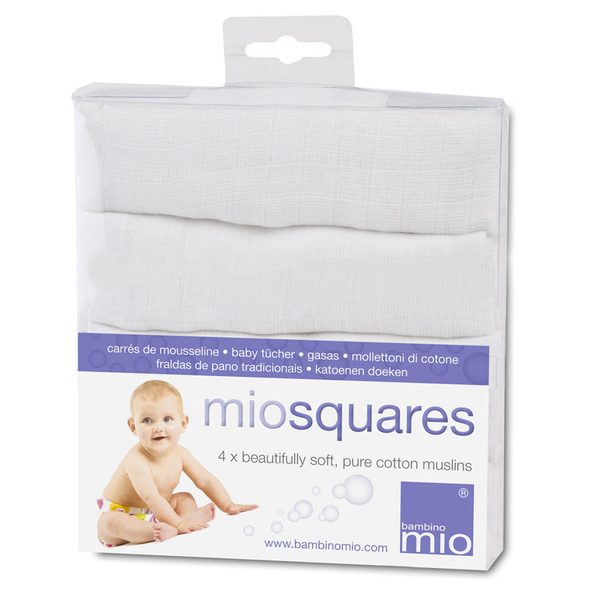 BAMBINO MIO MUŠELÍNOVÉ PLENKY 4 KS BÍLÁ - LÁTKOVÉ PLENY SKLÁDANÉ - PŘEBALOVÁNÍ