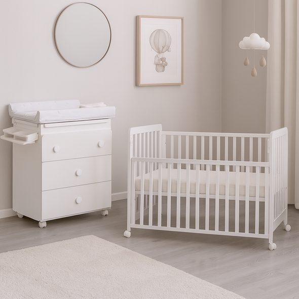 SCARLETT DĚTSKÁ POSTÝLKA K POSTELI RODIČŮ SCARLETT VISTA - BÍLÁ (BUK) - 120 X 60 CM - DŘEVĚNÉ POSTÝLKY - SPINKÁNÍ