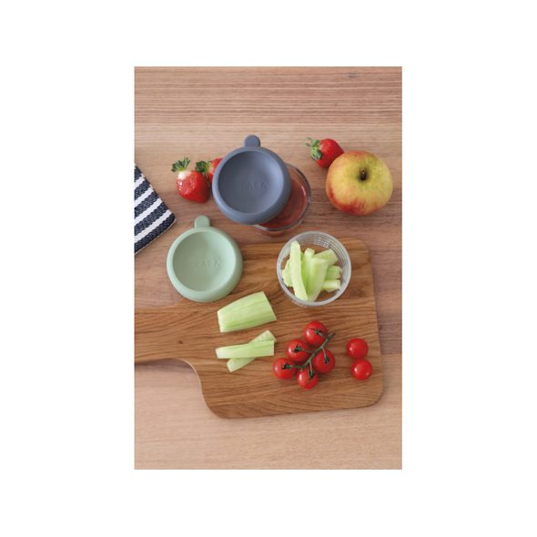 BEABA KELÍMKY NA JÍDLO SKLENĚNÉ 2X 150 ML GREEN GREY - USKLADNĚNÍ JÍDLA - KRMENÍ