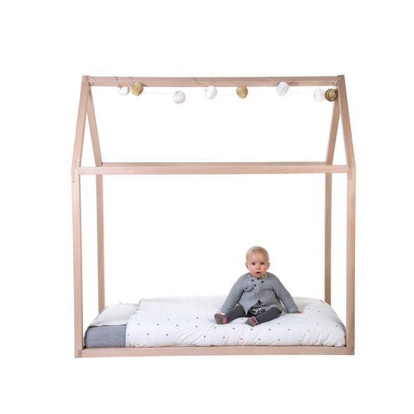 CHILDHOME RÁM POSTELE DOMEK NATURAL 70X140CM - DŘEVĚNÉ POSTÝLKY - SPINKÁNÍ