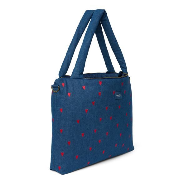 STUDIO NOOS DENIM DIAPER BAG - PŘEBALOVACÍ TAŠKA | DARK BLUE RED HEARTS - PŘEBALOVACÍ TAŠKY - KOČÁRKY A PŘÍSLUŠENSTVÍ