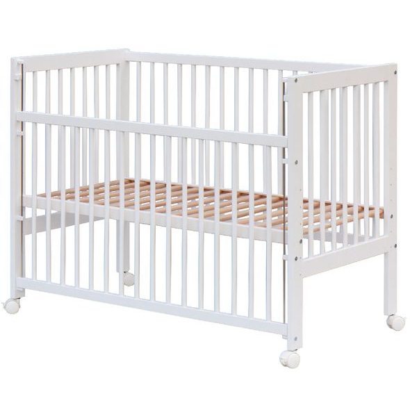 SCARLETT DĚTSKÁ POSTÝLKA SE STAHOVACÍM BOKEM PERTA (BUK) BÍLÁ 120X60CM - DŘEVĚNÉ POSTÝLKY - SPINKÁNÍ