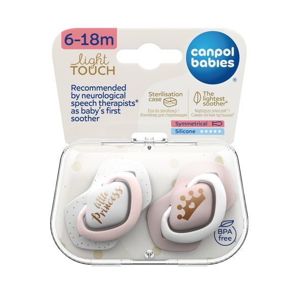 CANPOL BABIES SET SYMETRICKÝCH SILIKONOVÝCH DUDLÍKŮ 6-18M ROYAL BABY RŮŽOVÝ - ŠIDÍTKA A DOPLŇKY - KRMENÍ
