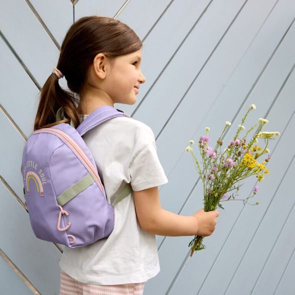 LÄSSIG KIDS TINY BACKPACK OUTDOOR RAINBOW PASTEL LILAC - LÁTKOVÉ PLENY ALL IN ONE - PŘEBALOVÁNÍ