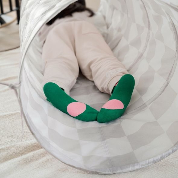 3 SPROUTS DĚTSKÝ TUNEL RECYCLED CHECKERBOARD BEIGE - HRACÍ DOMEČKY - SPINKÁNÍ
