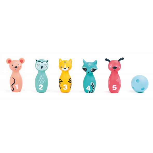 LUDI BOWLING PRO NEJMENŠÍ ZVÍŘÁTKA S ČÍSLY - AKTIVNÍ HRAČKY - PRO DĚTI