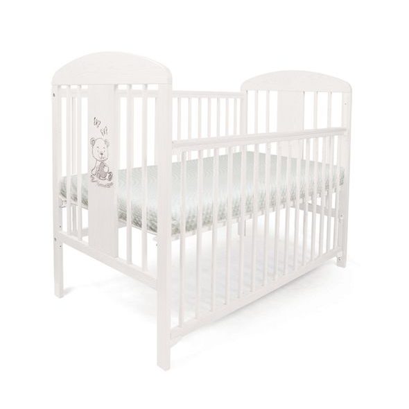 TOMI XX MÍŠA BÍLÁ SE STAHOVACÍM BOKEM - DŘEVĚNÉ POSTÝLKY - SPINKÁNÍ