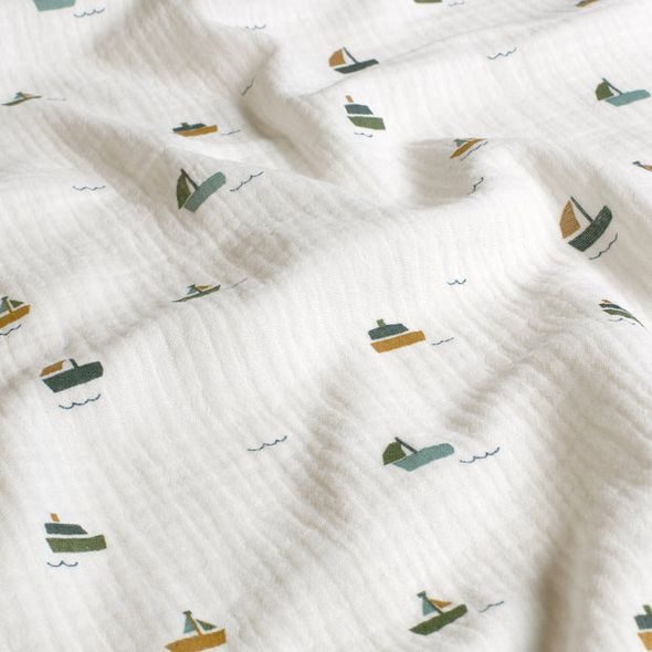 ENIE BABY MUŠELÍNOVÁ PLENKA 70X70CM LODĚ - LÁTKOVÉ PLENY SKLÁDANÉ - PŘEBALOVÁNÍ