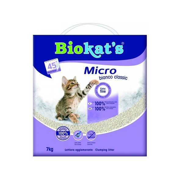 BIOKAT'S MICRO BIANCO PODESTÝLKA 7KG - HRUDKUJÍCÍ STELIVO PRO KOČKY - CHOVATELSKÉ POTŘEBY MALVÍKZOO