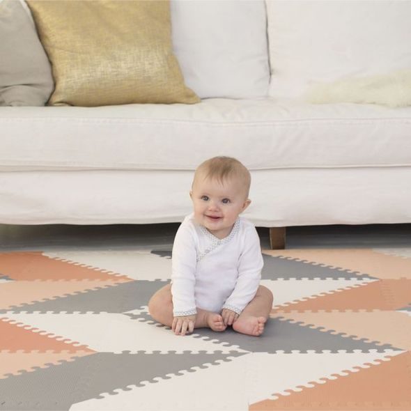 SKIP HOP PUZZLE PĚNOVÉ ŠEDO-ORANŽOVÉ 72KS 10M+ - HRACÍ PODLOŽKY NA ZEM - SPINKÁNÍ