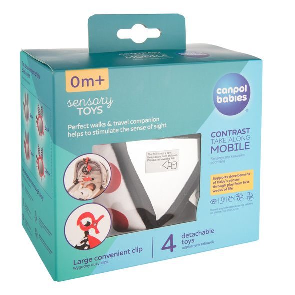 CANPOL BABIES KONTRASTNÍ ZÁVĚSNÁ HRAČKA S KLIPEM SENSORY - HRAČKY K ZAVĚŠENÍ - PRO DĚTI