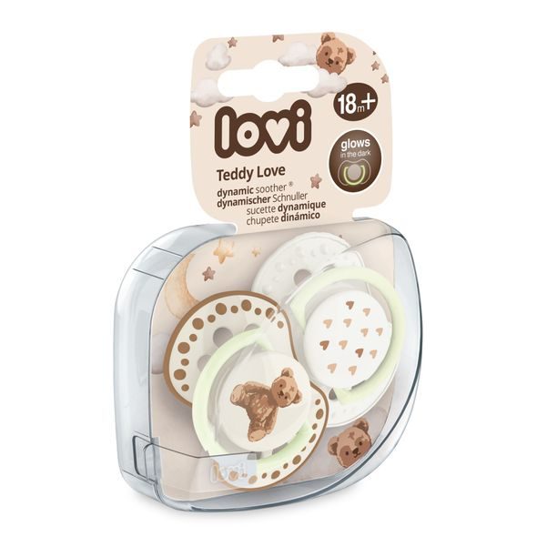 LOVI DUDLÍK SVÍTÍCÍ SILIKONOVÝ DYNAMICKÝ TEDDY LOVE 18M+ 2KS - ŠIDÍTKA A DOPLŇKY - KRMENÍ