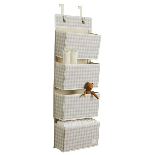 3 SPROUTS ZÁVĚSNÝ ORGANIZÉR RECYCLED GRINGHAM BEIGE - DEKORACE A POLIČKY - SPINKÁNÍ