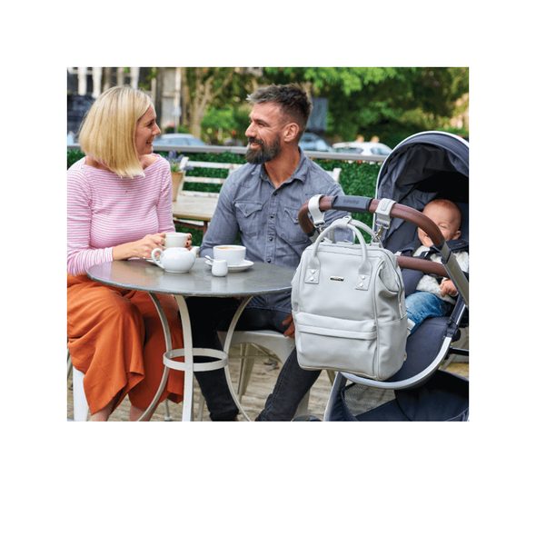 BABABING MANI PŘEBALOVACÍ TAŠKA/BATOH, DOVE GREY LEATHERETTE - PŘEBALOVACÍ TAŠKY - KOČÁRKY A PŘÍSLUŠENSTVÍ