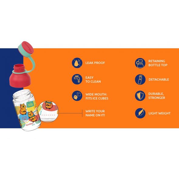 QUOKKA PLASTOVÁ LÁHEV ICE KIDS S POUTKEM INDIAN 430 ML - SPORTOVNÍ LAHVE - KRMENÍ