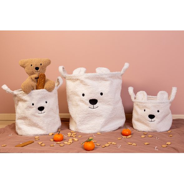 CHILDHOME KOŠ NA HRAČKY TEDDY OFF WHITE 40X40X40 CM - BOXY NA HRAČKY - SPINKÁNÍ